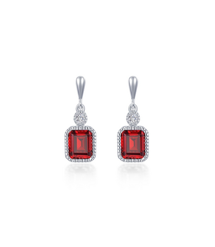 Lafonn 1.82 CTW Simulated Diamond and Garnet January Birthstone Dangle Earrings