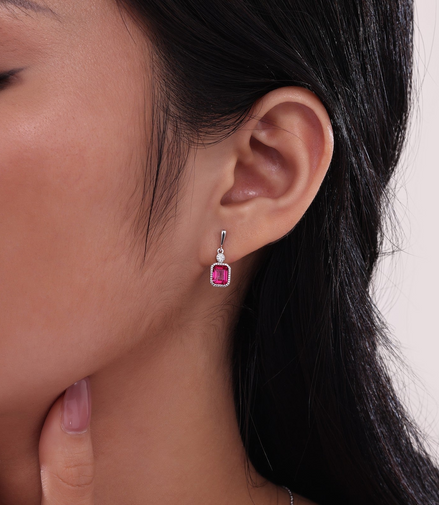 Lafonn 1.82 CTW Simulated Diamond and Garnet January Birthstone Dangle Earrings