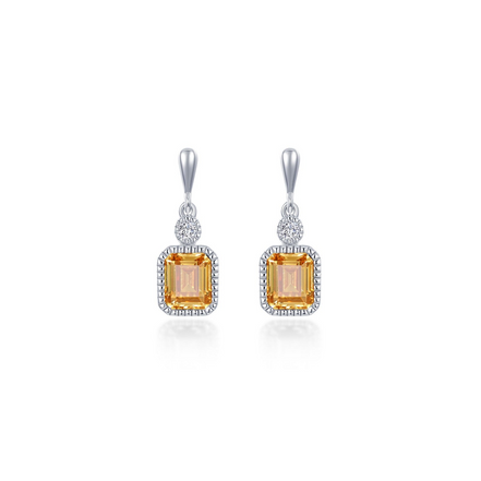 Lafonn 1.82 CTW Simulated Diamond and Yellow Topaz November Birthstone Dangle Earrings