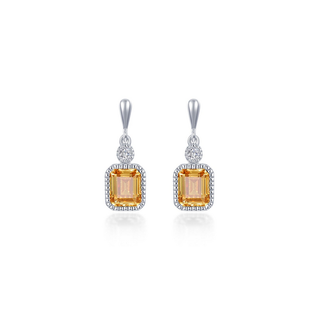 Lafonn 1.82 CTW Simulated Diamond and Yellow Topaz November Birthstone Dangle Earrings
