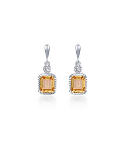 Lafonn 1.82 CTW Simulated Diamond and Yellow Topaz November Birthstone Dangle Earrings