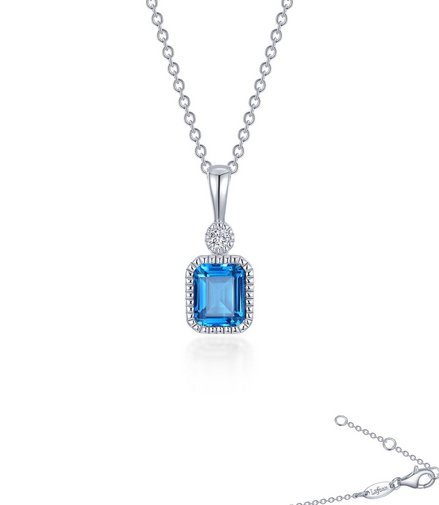 Lafonn 0.88 CTW Simulated Diamond and Blue Topaz December Birthstone Necklace