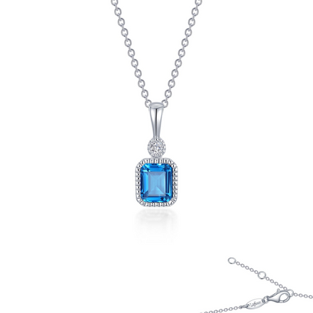 Lafonn 0.88 CTW Simulated Diamond and Blue Topaz December Birthstone Necklace
