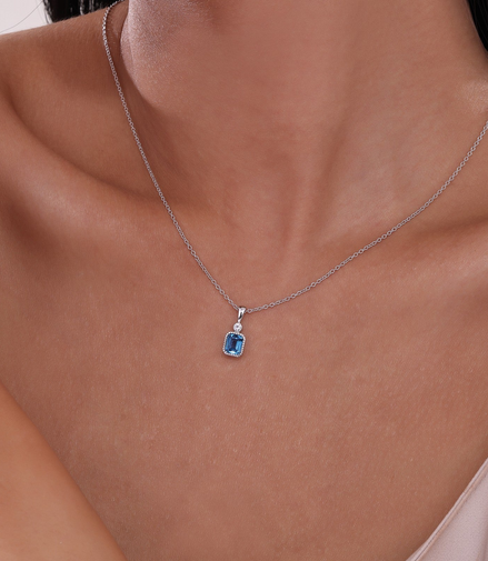 Lafonn 0.88 CTW Simulated Diamond and Blue Topaz December Birthstone Necklace