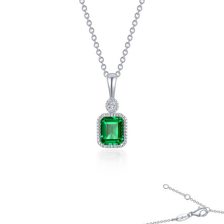 Lafonn 0.91 CTW Simulated Diamond and Emerald May Birthstone Necklace