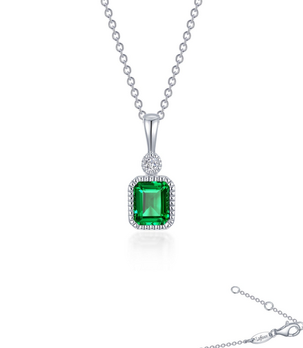 Lafonn 0.91 CTW Simulated Diamond and Emerald May Birthstone Necklace