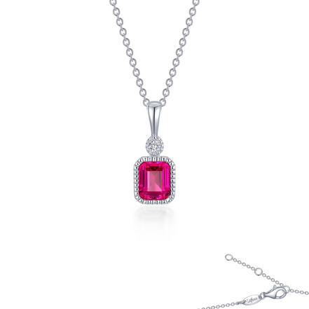 Lafonn 0.91 CTW Simulated Diamond and Ruby July Birthstone Necklace