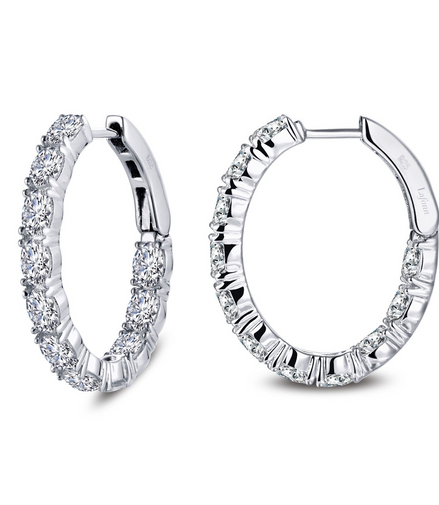 Lafonn Simulated Diamond 20MM x 25MM Oval Hoop Earrings