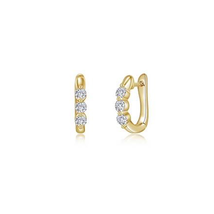 Lafonn 1.0 CTW Simulated Diamond 3-Stone Huggie Hoop Earrings