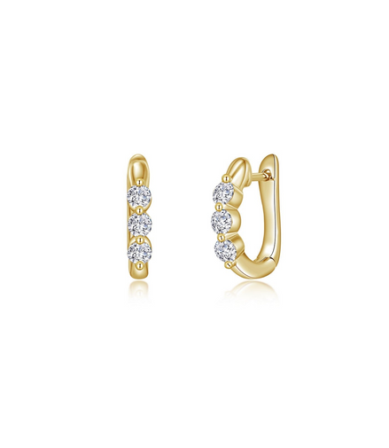 Lafonn 1.0 CTW Simulated Diamond 3-Stone Huggie Hoop Earrings