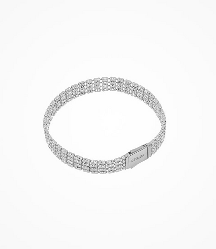 Desmos Rhodium Plated Infinity 4 Row Bracelet 7"