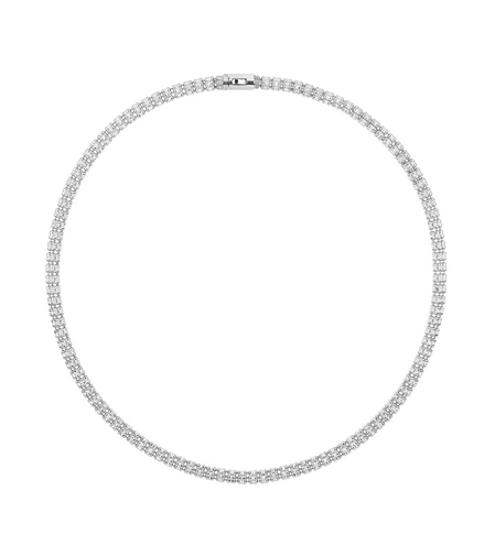 Desmos Rhodium Plated Infinity Round 5 Row Necklace 18"