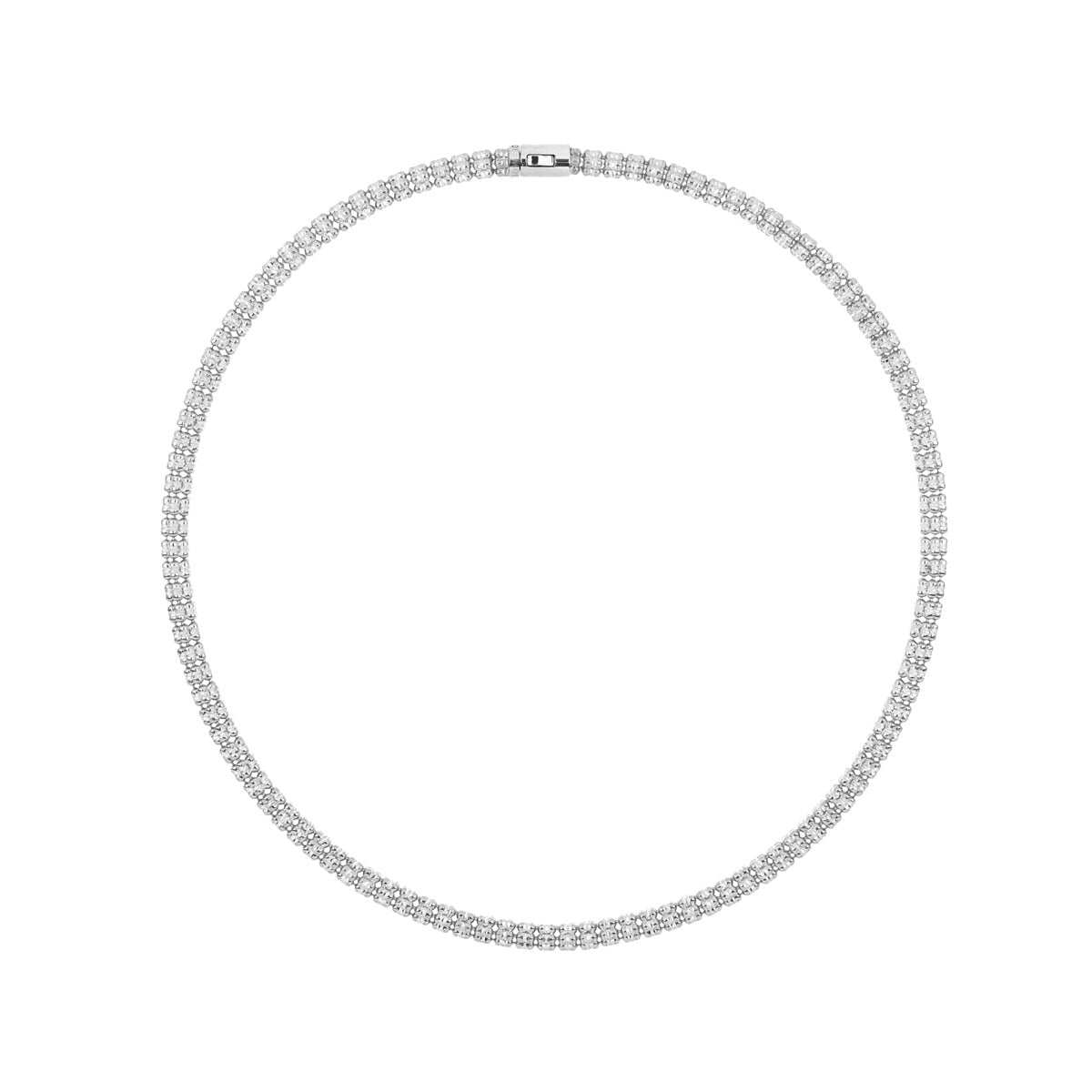 Desmos Rhodium Plated Infinity Round 5 Row Necklace 18