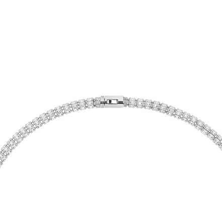 Desmos Rhodium Plated Infinity Round 5 Row Necklace 18"