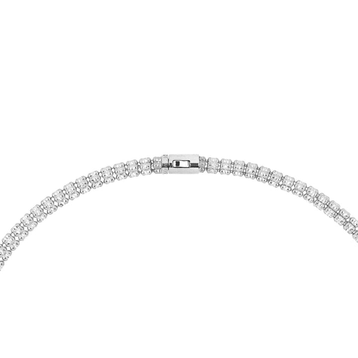 Desmos Rhodium Plated Infinity Round 5 Row Necklace 18