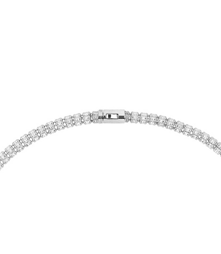 Desmos Rhodium Plated Infinity Round 5 Row Necklace 18"