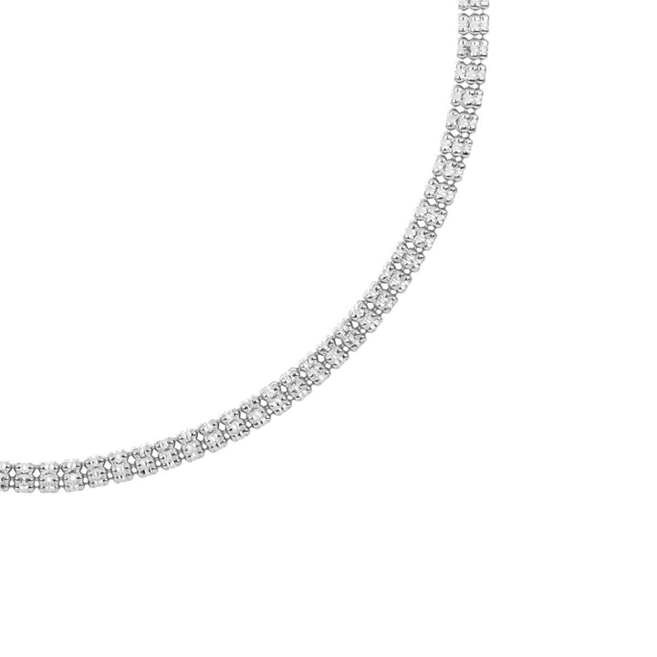 Desmos Rhodium Plated Infinity Round 5 Row Necklace 18
