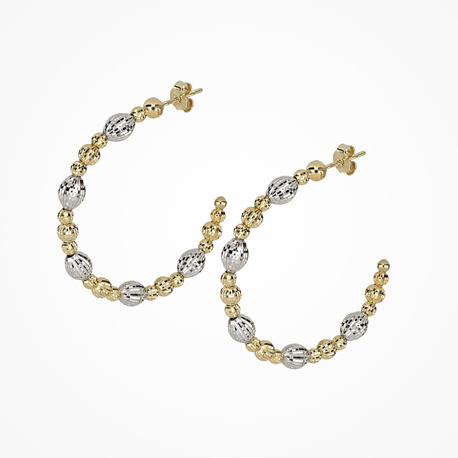 Desmos Two Tone Crystal Bloom 40" Hoop Earrings