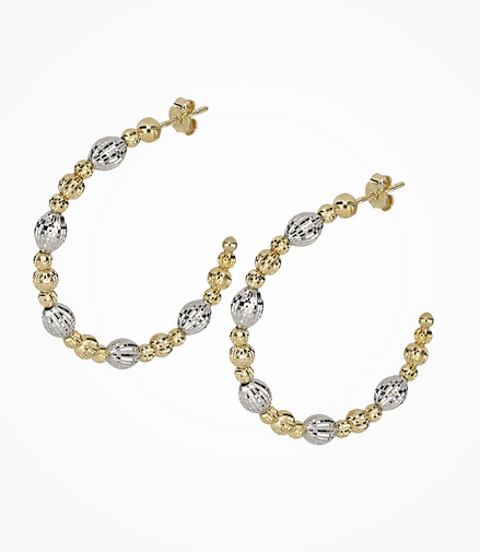 Desmos Two Tone Crystal Bloom 40" Hoop Earrings