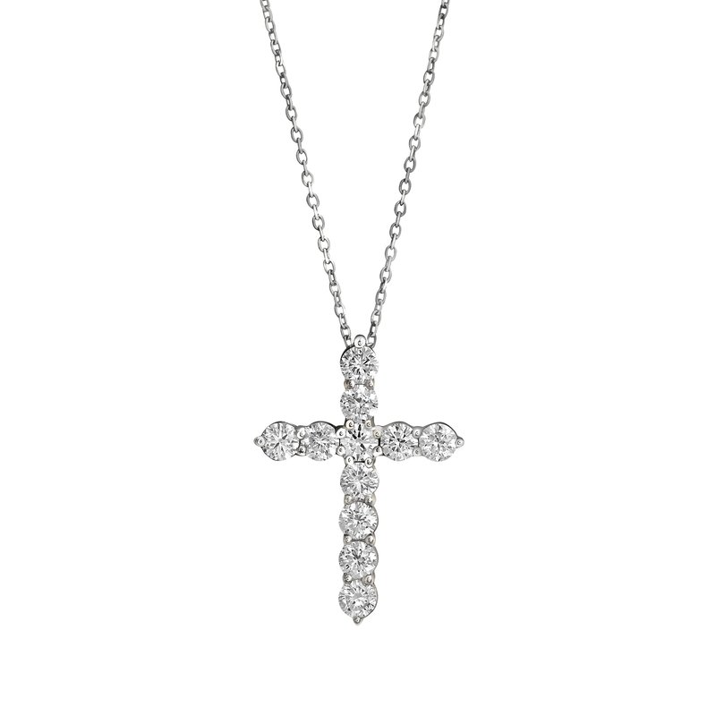 14K White Gold 1 CTW Lab Grown Diamond Cross Pendant Necklace