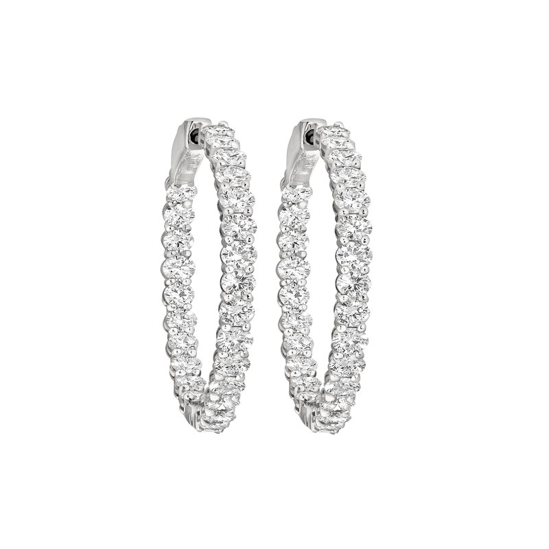 14K White Gold 2 CTW Lab Grown Diamond Inside/Out Hoop Earrings