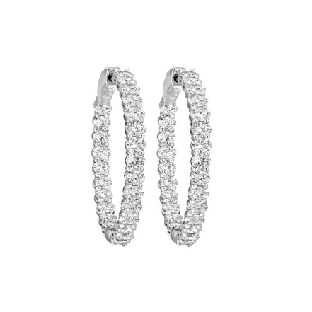 14K White Gold 2 CTW Lab Grown Diamond Inside/Out Hoop Earrings