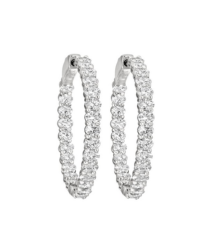 14K White Gold 2 CTW Lab Grown Diamond Inside/Out Hoop Earrings