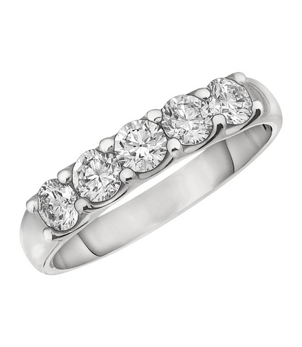 14K White Gold 2 CTW Lab Grown Diamond 5 Stone Ring