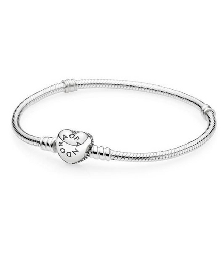 Pandora Moments Silver Sparkling Pavé Heart Clasp Bracelet Size 18