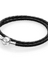 Pandora Black Braided Double-Leather Charm Bracelet