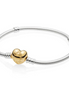 Pandora Moments Gold-Plated Heart Clasp Sterling Silver Snake Chain Bracelet Size 19