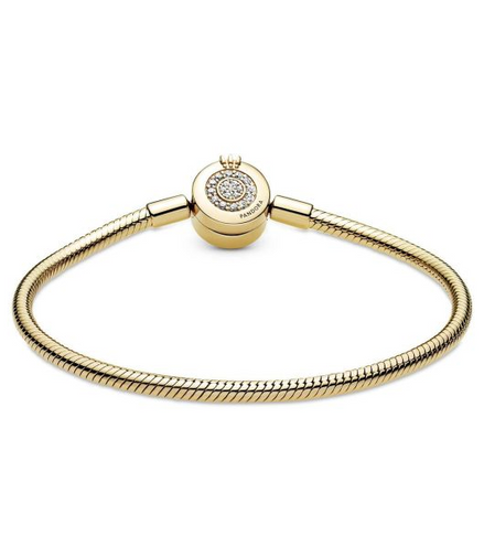 Pandora Sparkling Crown O Snake Chain Bracelet Size 17