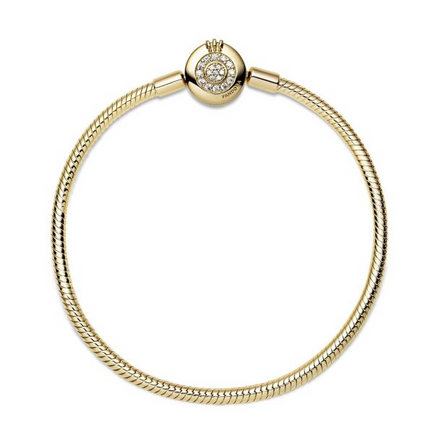 Pandora Sparkling Crown O Snake Chain Bracelet Size 17