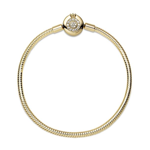 Pandora Sparkling Crown O Snake Chain Bracelet Size 19