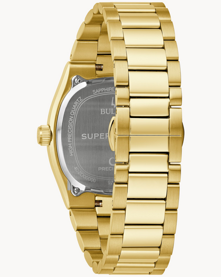 Bulova Super Seville Green Dial Gold Tone Bracelet Watch