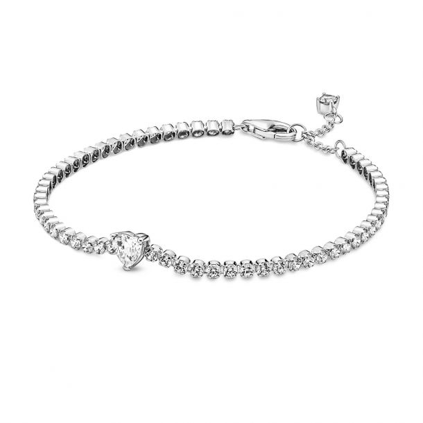 Pandora Sparkling Heart Tennis Bracelet Size 20