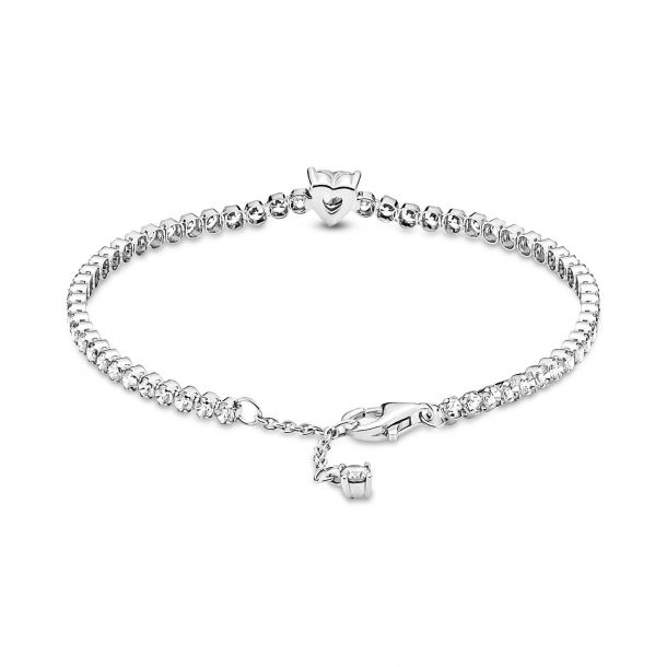 Pandora Sparkling Heart Tennis Bracelet Size 20
