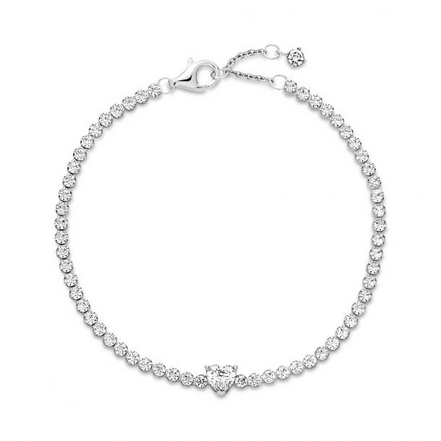 Pandora Sparkling Heart Tennis Bracelet Size 20