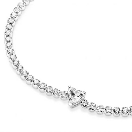 Pandora Sparkling Heart Tennis Bracelet Size 20