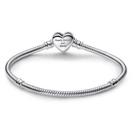 Pandora Moments Sparkling Infinity Heart Clasp Snake Chain Bracelet Size 16