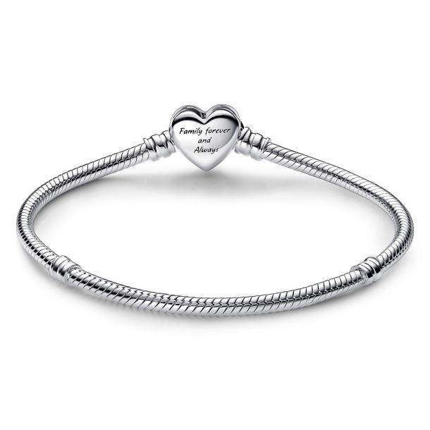 Pandora Moments Sparkling Infinity Heart Clasp Snake Chain Bracelet Size 16