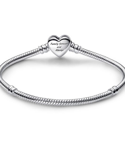 Pandora Moments Sparkling Infinity Heart Clasp Snake Chain Bracelet Size 16