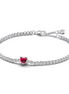 Red Sparkling Heart Tennis Bracelet Size 16