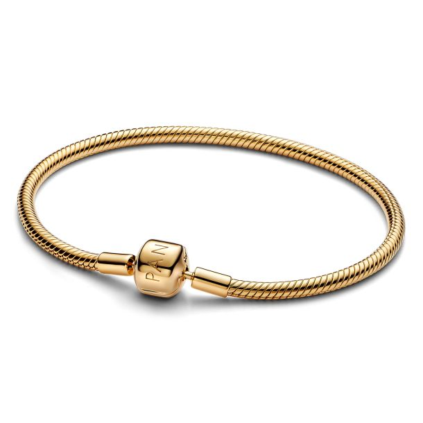 Pandora Gold-Plated Barrel Clasp Snake Chain Bracelet Size 16