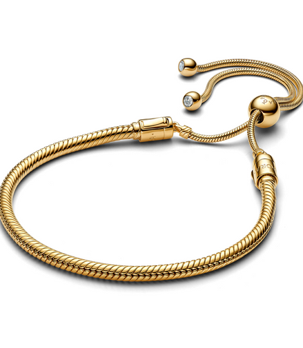 Pandora Moments 14K Gold-Plated Snake Chain Slider Bracelet Size 2