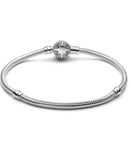 Pandora North Star Clasp Snake Chain Bracelet Size 17