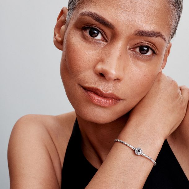 Pandora North Star Clasp Snake Chain Bracelet Size 17