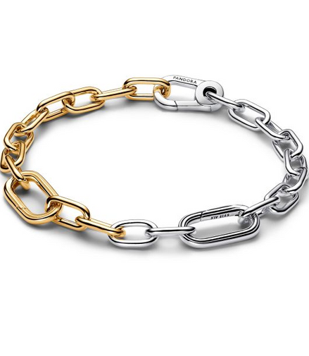Pandora Me Link Two-Tone Gold-Plated and Sterling Silver Chain Bracelet Size 3