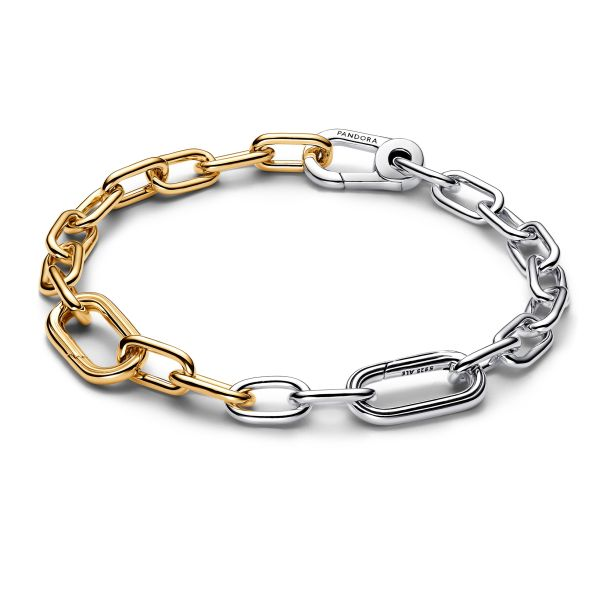 Pandora Me Link Two-Tone Gold-Plated and Sterling Silver Chain Bracelet Size 3