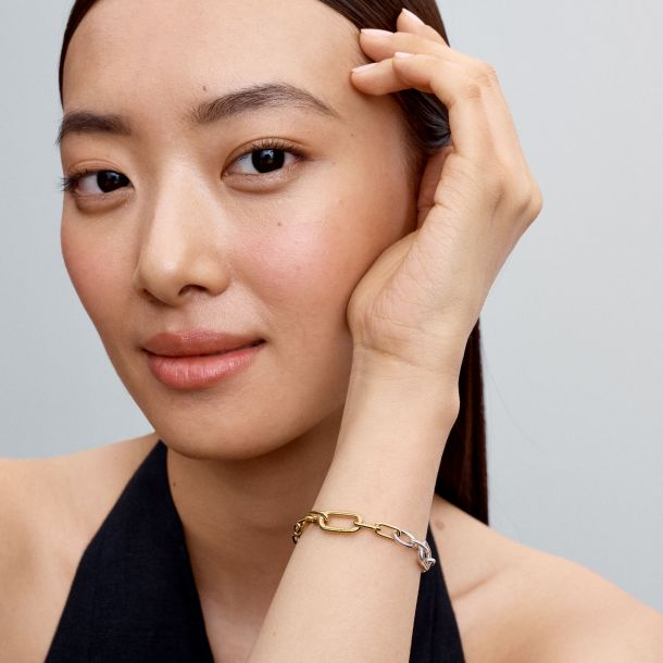 Pandora Me Link Two-Tone Gold-Plated and Sterling Silver Chain Bracelet Size 3